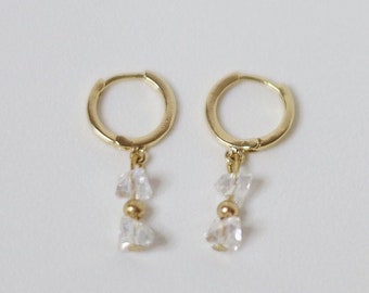Dainty Crystal Bridal Drop Earrings | Gold Wedding Day Jewelry
