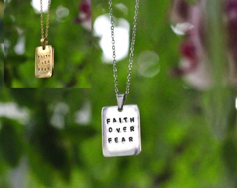 Stainless Steel ‘Faith Over Fear’ Necklace - Timeless Elegance in Gold & Silver | 20 inch Chain