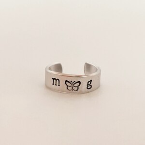 Custom Hand Stamped Adjustable Rings Aluminum image 3