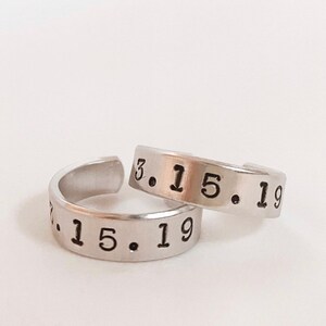 Custom Hand Stamped Adjustable Rings Aluminum image 6