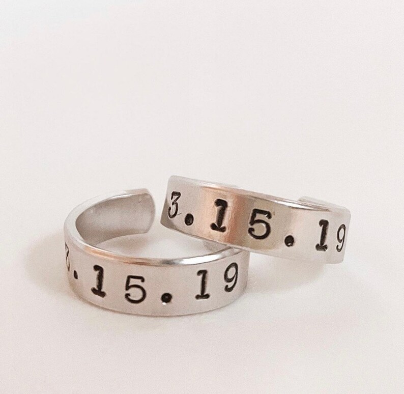 Custom Hand Stamped Adjustable Rings Aluminum image 6