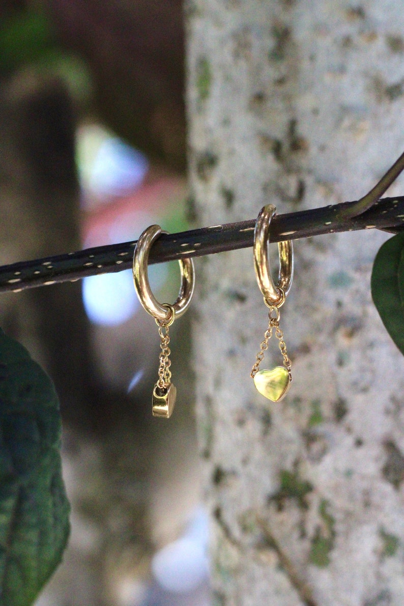 Elegant Stainless Steel Heart Huggie Hoop Earrings Timeless Gold & Silver Finish image 6
