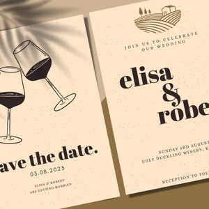 Winery Wedding Invitation | Template | Editable | Winery Wedding | Wedding Invite | Minimalist | Download | Customizable | Texture | Natural
