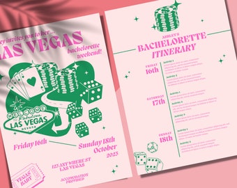 Viva Las Vegas Bachelorette Invitation & Itinerary Canva Template (Digital Download)