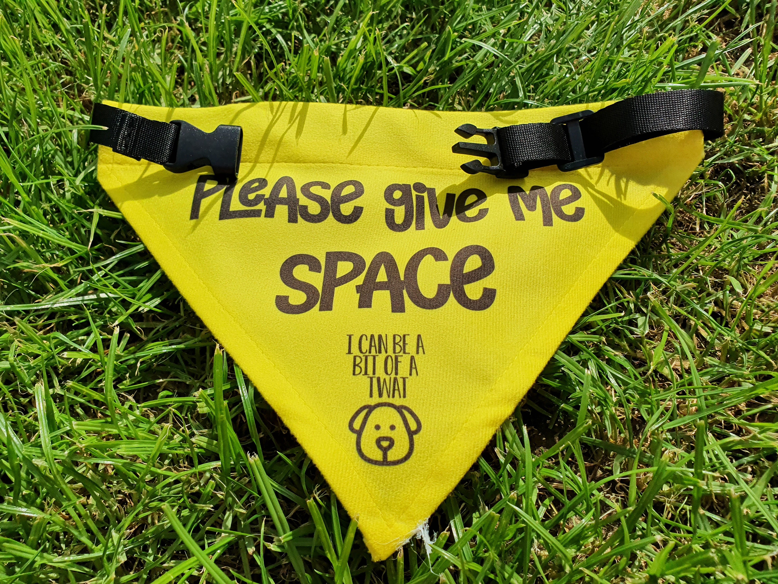 GIVE ME SPACE dog bandana warning. small medium and large with Etsy