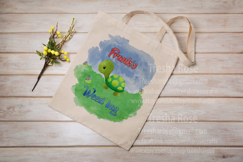Personalised Tortoise Weed Picking Bag ideal pet gift