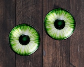 NEON GREEN, Glass eyes, Cabochons in sizes 10mm, 16mm or 25mm