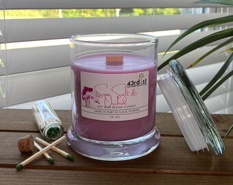 Sea Salt & Orchid l Handmade l Wooden Wick Scented Candles l Soy Blend 10oz.