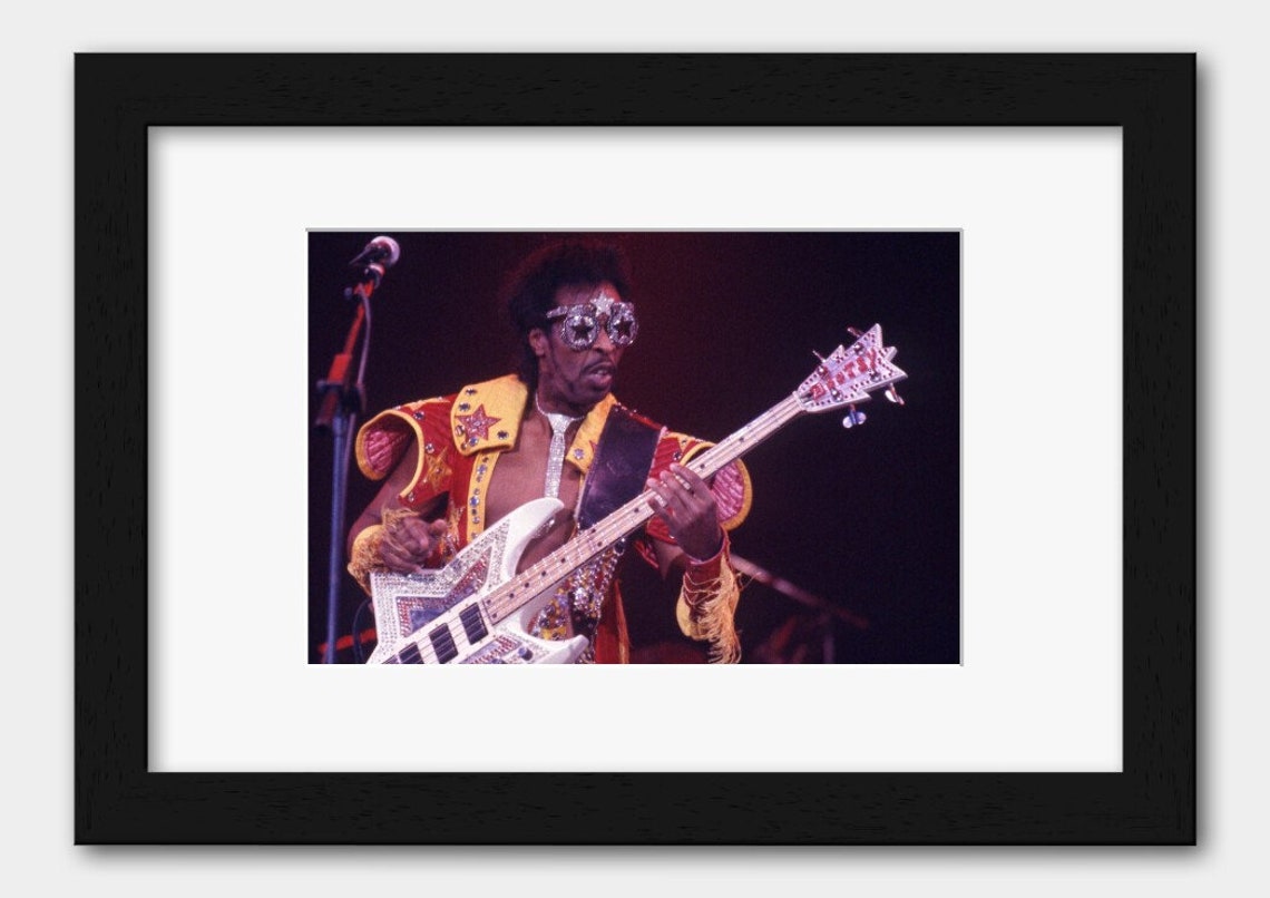 Bootsy Collins playing bass on stage music poster / print Etsy