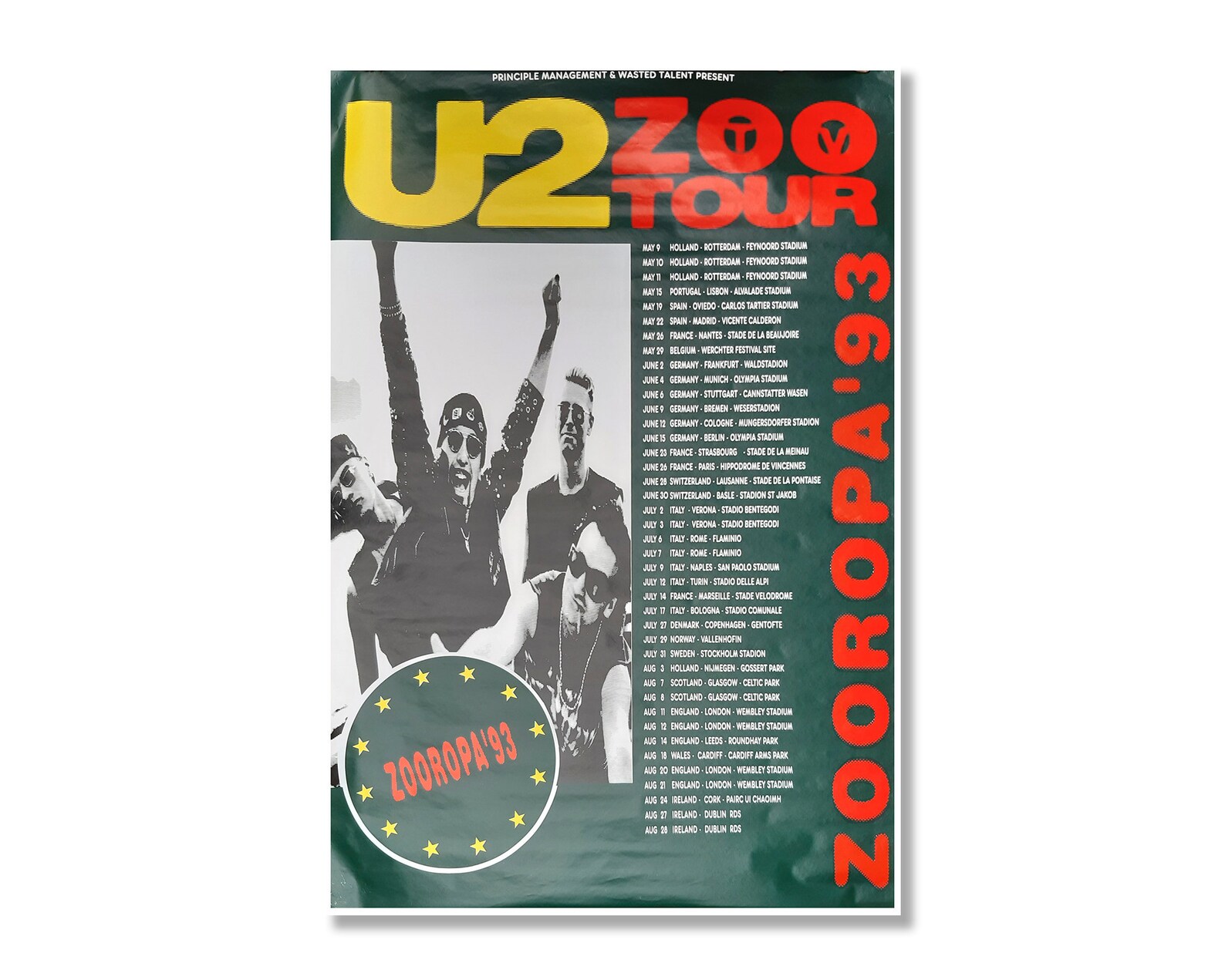 U2 Zooropa European tour dates giant original promo posters Etsy