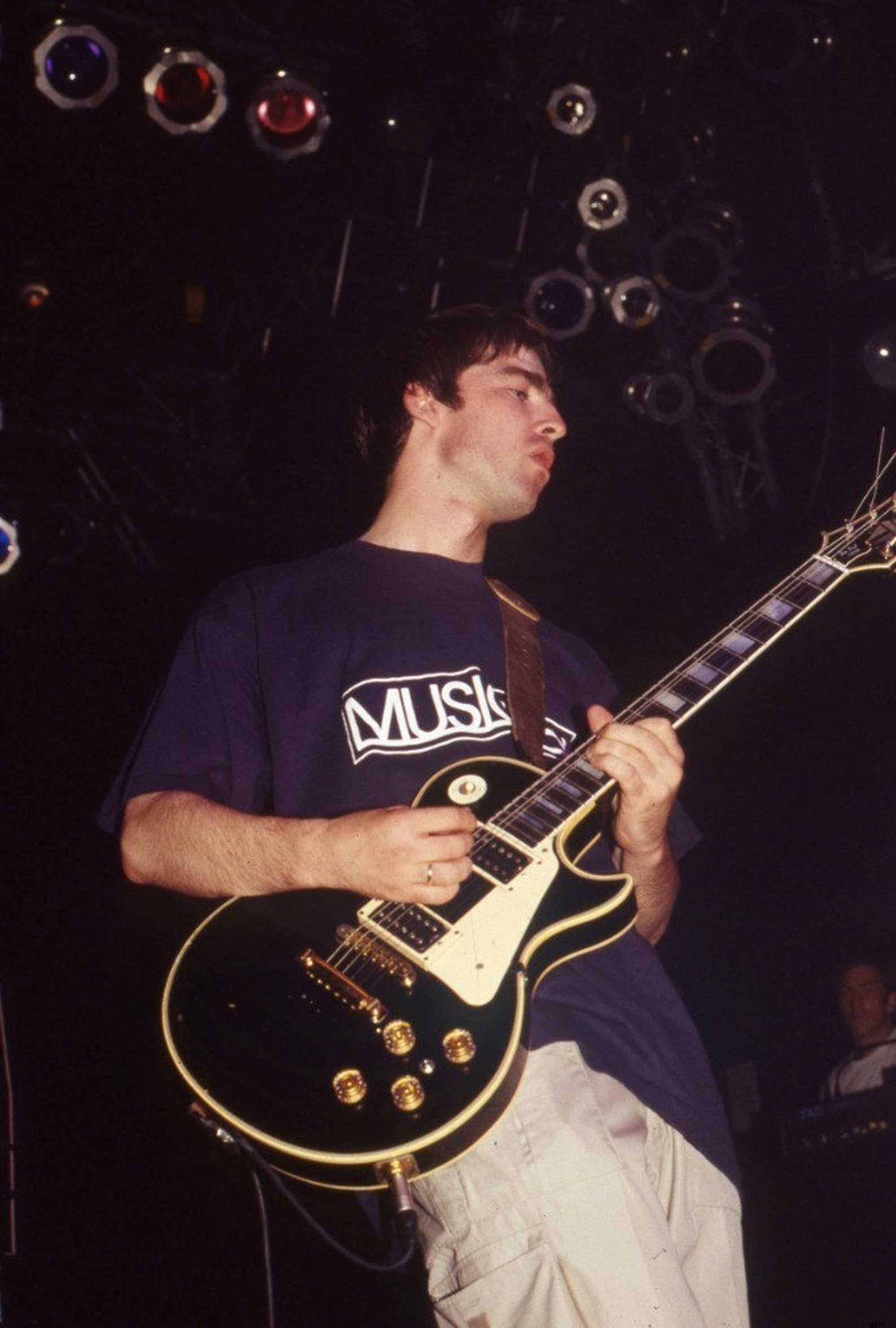 Oasis band poster / print Noel Gallagher playing guitar on Etsy