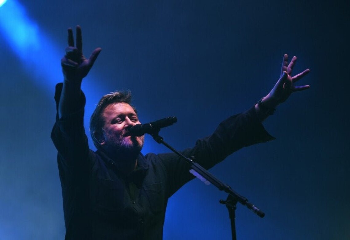 Elbow band poster / print Guy Garvey singing on stage with Etsy