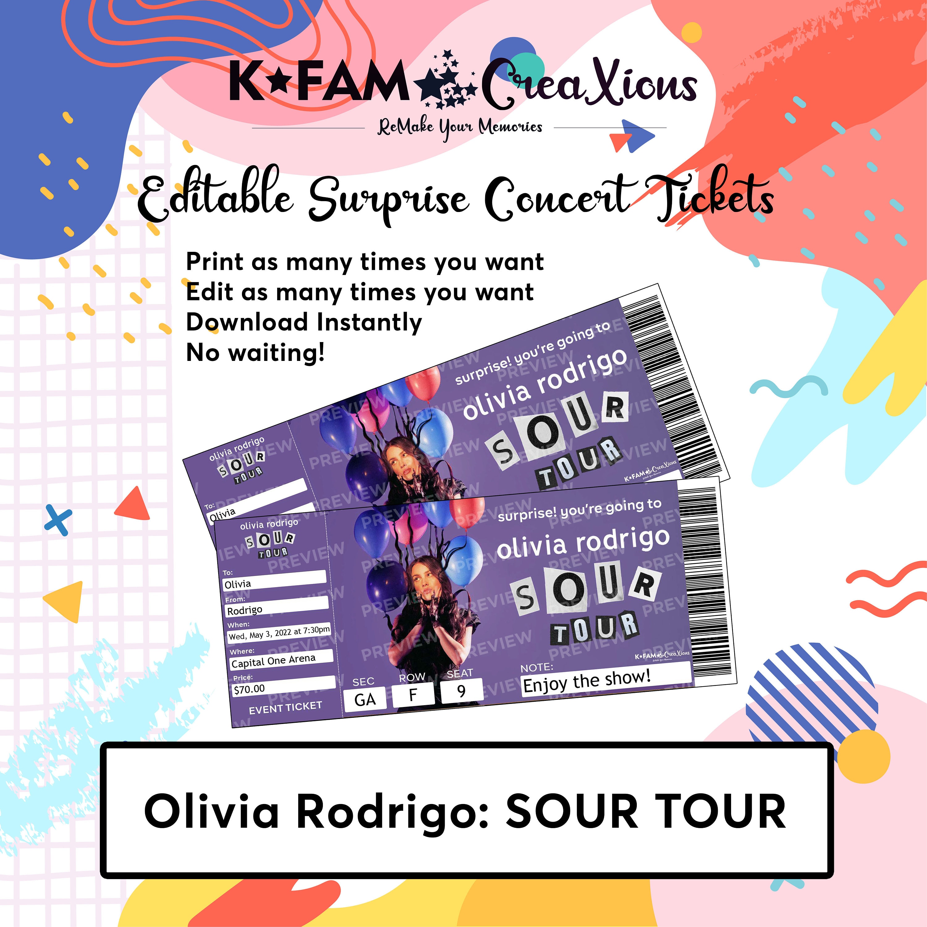 Olivia Rodrigo SOUR Tour Surprise/invitation Event Concert Etsy