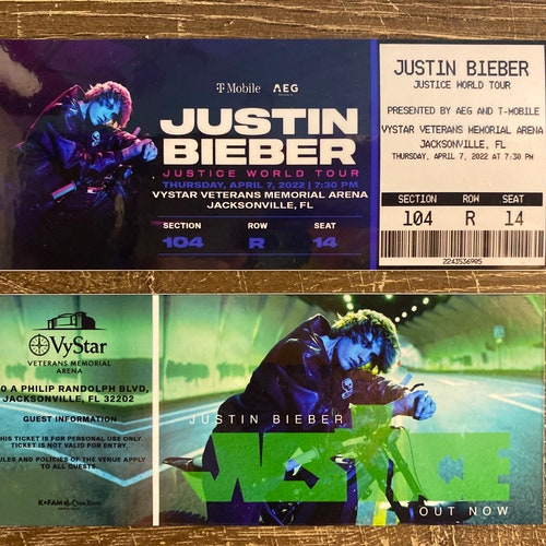 Justin Bieber Tour Bundle of 4 Souvenir Concert Tickets Etsy