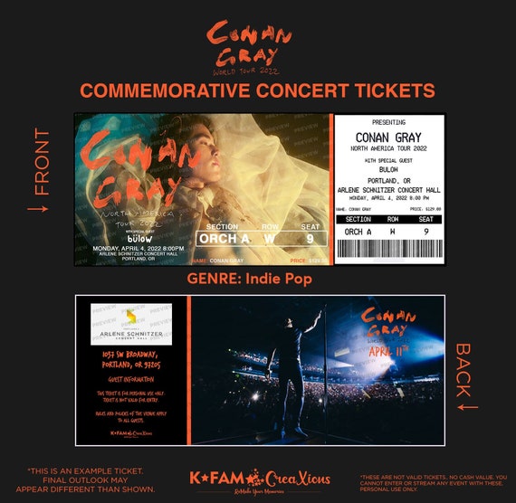 CONAN GRAY World Tour 2022 Customized Concert Tickets Etsy Australia