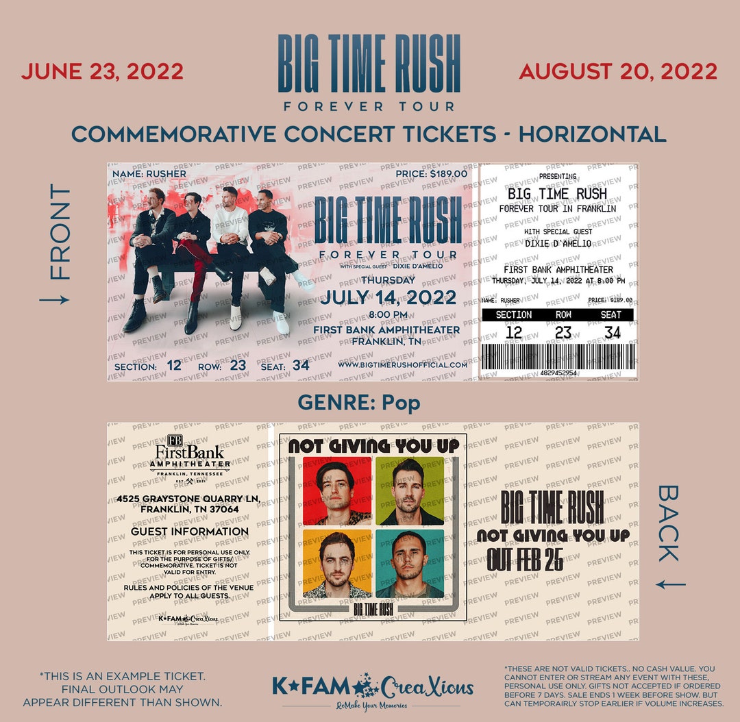 BIG TIME RUSH Forever Tour Customized Souvenir Concert Etsy
