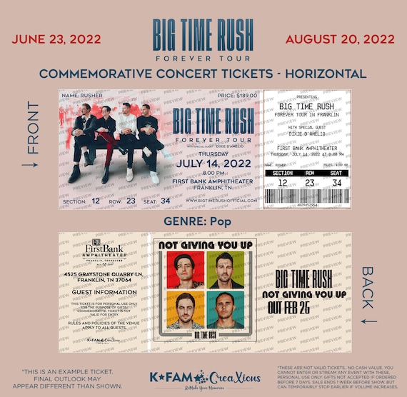 BIG TIME RUSH Forever Tour Customized Souvenir Concert Etsy