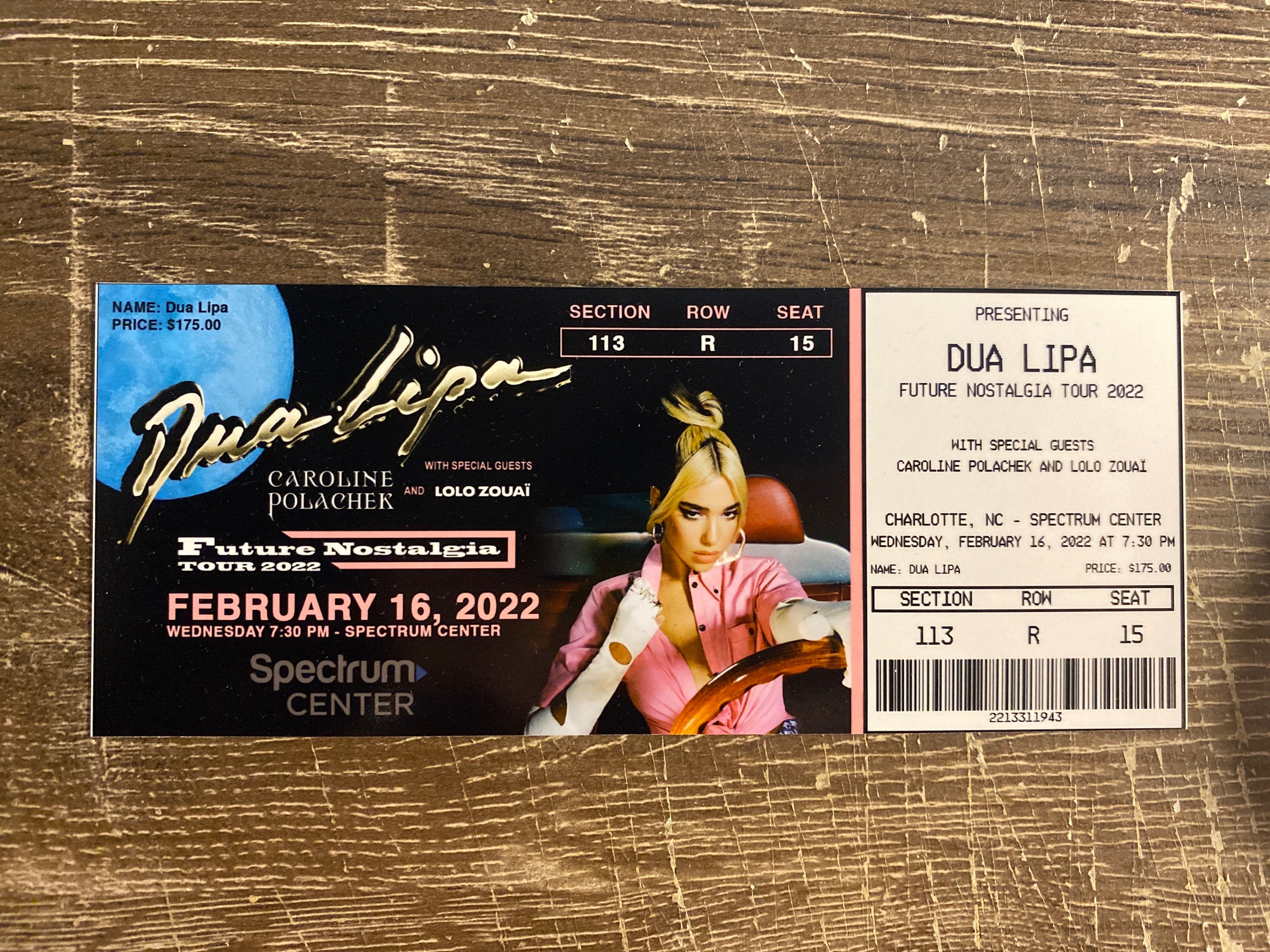 DUA LIPA Personalised Tour Concert 2020 Ticket Wallet Card Birthday Christmas 