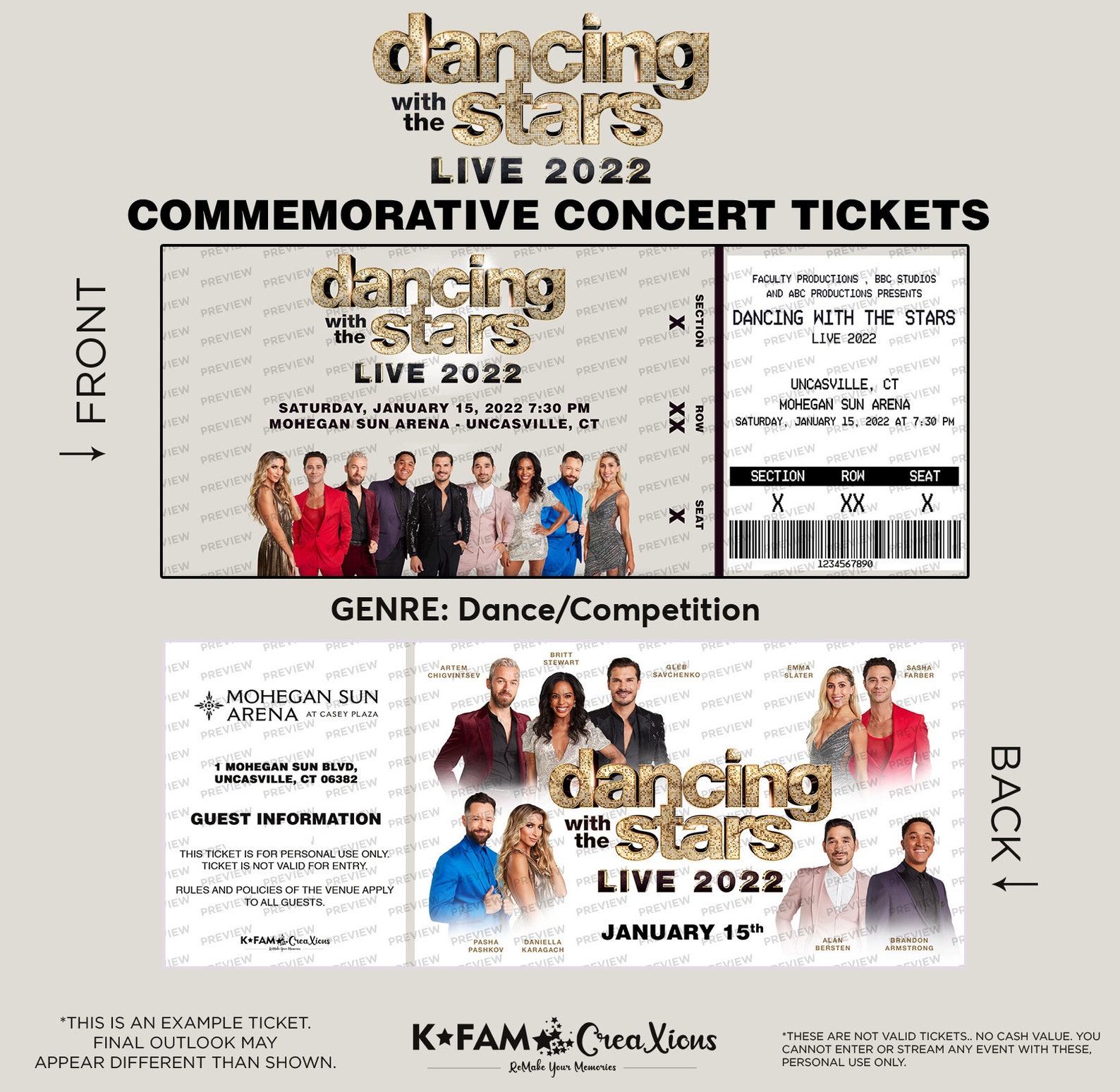 Dancing With the Stars LIVE 2022 Customized Concert Tickets Etsy