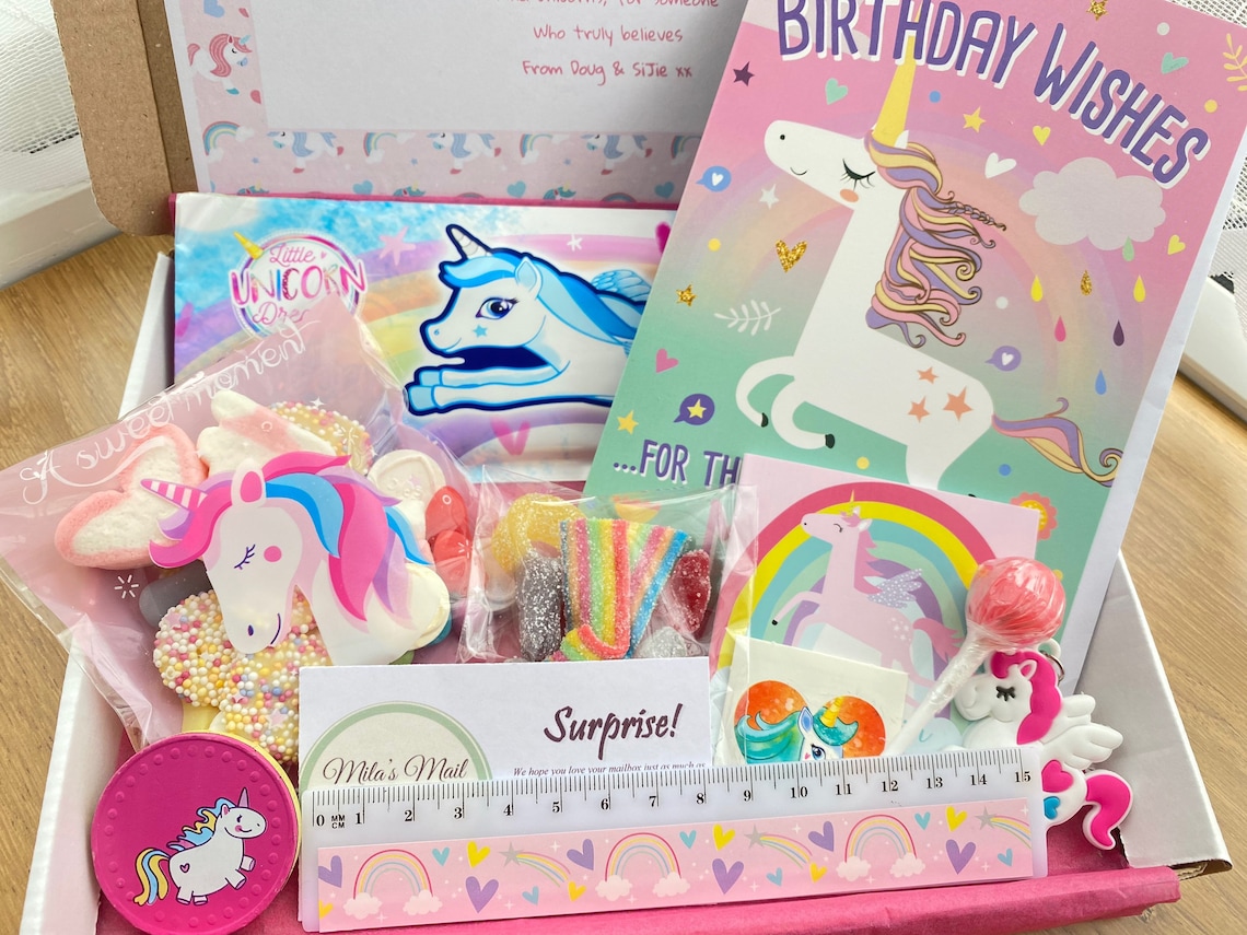 Personalised unicorn sweet box gift INCLUDES TOYS Get well Etsy
