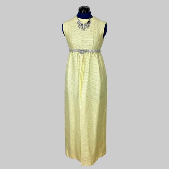 Vintage Citron Yellow Bridgerton Regency style dress, Custom Handmade, Bridesmaid 1960s 1970s