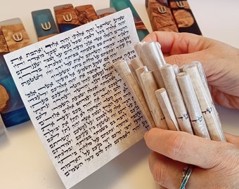 Rotolo della Mezuzah Kosher: pergamena ebraica scritta a mano, 3". Custodia non inclusa.