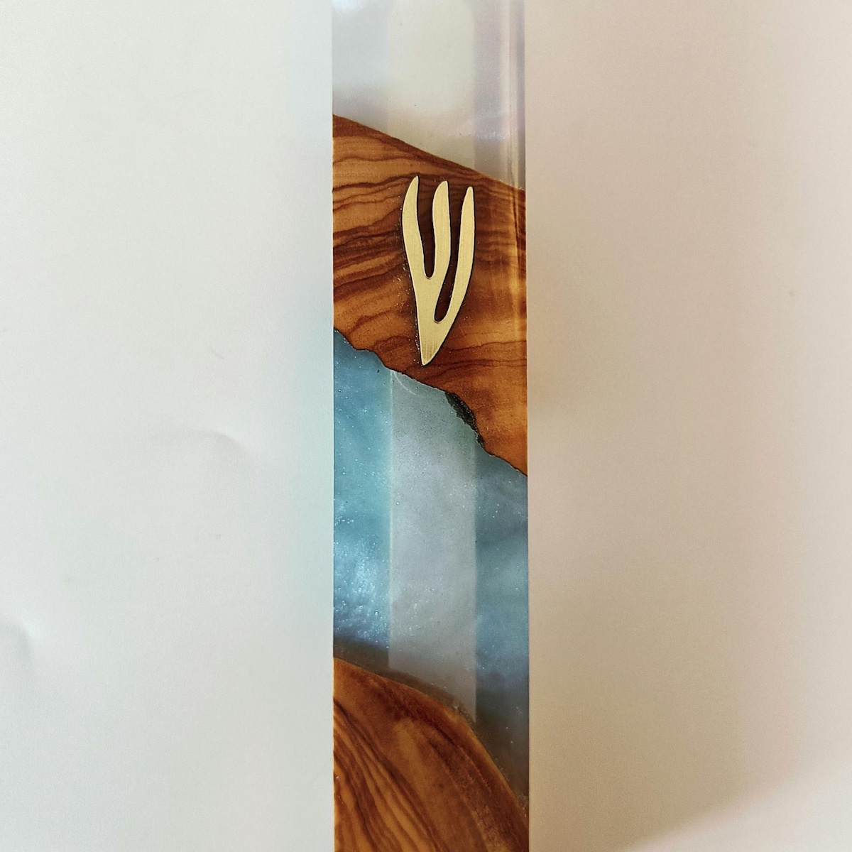 Olive Wood and Epoxy Mezuzah