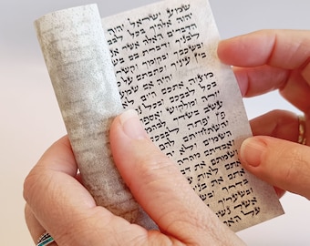 Rotolo della Mezuzah Kosher: pergamena ebraica scritta a mano, 3". Custodia non inclusa.