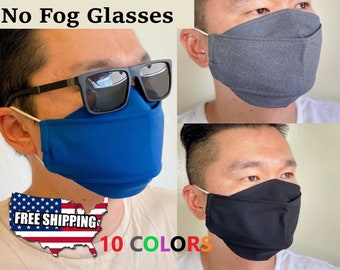 Men women Face mask for Glasses wearers No fog Japanese cotton 3D Easy breathing professional colors reusable washable cool large for men