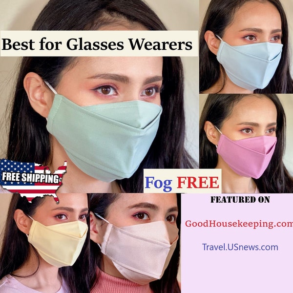 Best face mask for Glasses wearers Anti fog USA handmade easy breathing Japanese cotton 3D professional reusable washable cool for men women