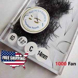6D, 7D 1000 Premade Mega Volume loose Fans C and D Curl 0.07. Handmade Fan eyelash extensions fluffy. Russian volume fan, lash promade fan