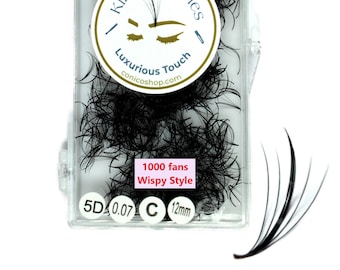 1000 Premade fans 5D 7D Mega Volume loose Fans C, D Curl 0.07. Handmade eyelash extensions supplies Russian Hybrid lash Wispy promade fan