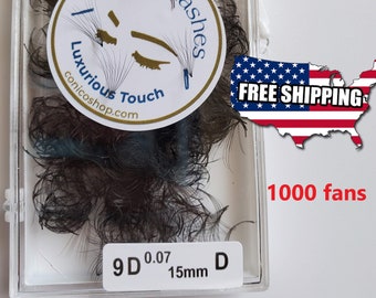 10D, 9D, 8D, 7D 1000 Premade fans Mega Volume loose Fans C, D Curl 0.07 Handmade eyelash extensions supplies Russian volume lash promade fan