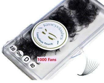 8D 9D 10D 12D 0.05 1000 Fans Premade Mega Volume loose Fans C and D Curl. Handmade Fan eyelash extensions promade Russian volume lashes fan