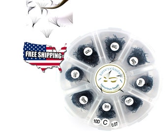 1000 Fans 0.07 Mixed Lengths Premade Volume loose Fans C D Curl Handmade eyelash extensions promade color wispy fans 4D 5D 6D 7D 8D 9D 10D