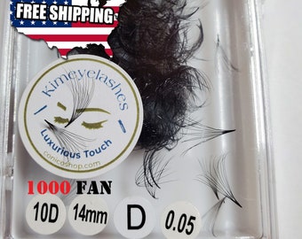 10D 1000 Fans Premade Mega Volume loose Fans C, D Curl 0.05. Handmade Fan eyelash extensions crafted. Russian volume fan, lash promade fan