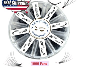 1000 Fans 0.07 Mixed Lengths Premade Volume loose Fans C, D Curl Handmade Fan eyelash extensions. Russian promade fans 4D 5D 6D 7D 8D 9D 10D