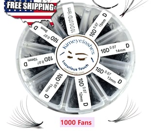 1000 Fans 0.07 Mixed Lengths Premade Volume loose Fans C, D Curl Handmade Fan eyelash extensions. Russian promade fans 4D 5D 6D 7D 8D 9D 10D