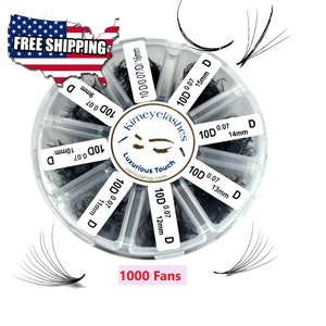 1000 Fans 0.07 Mixed Lengths Premade Volume loose Fans C, D Curl Handmade Fan eyelash extensions. Russian promade fans 4D 5D 6D 7D 8D 9D 10D