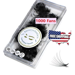 1000 Premade fans 4D, 5D, 6D, 7D Mega Volume loose Fans C, D Curl 0.07. Handmade eyelash extensions supplies Russian volume lash promade fan