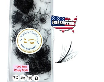 5D 7D 1000 Wispy Premade fans Mega Volume loose Fans C, D Curl 0.07. Handmade eyelash extensions supplies Russian Wispy lash promade fan