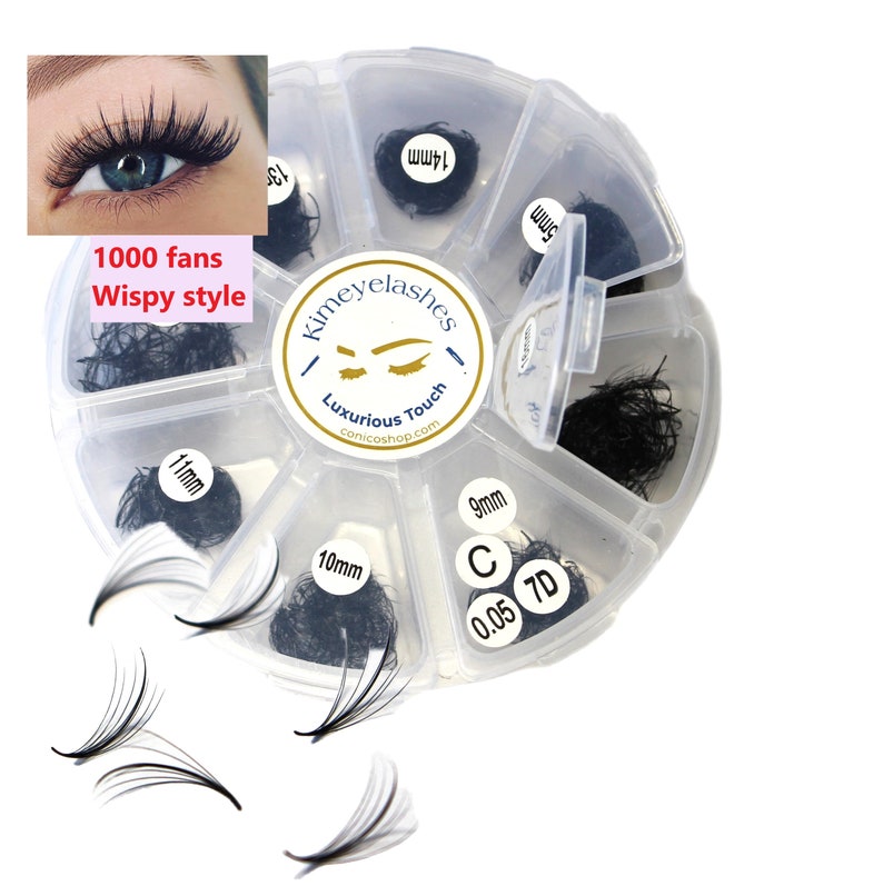 1000 Fans 0.07 Mixed Lengths Premade Volume loose Fans C, D Curl Handmade Fan eyelash extensions. Russian promade fans 4D 5D 6D 7D 8D 9D 10D image 8