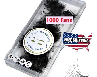 1000 Premade fans 4D, 5D, 6D, 7D Mega Volume loose Fans C, D Curl 0.07. Handmade eyelash extensions supplies Russian volume lash promade fan