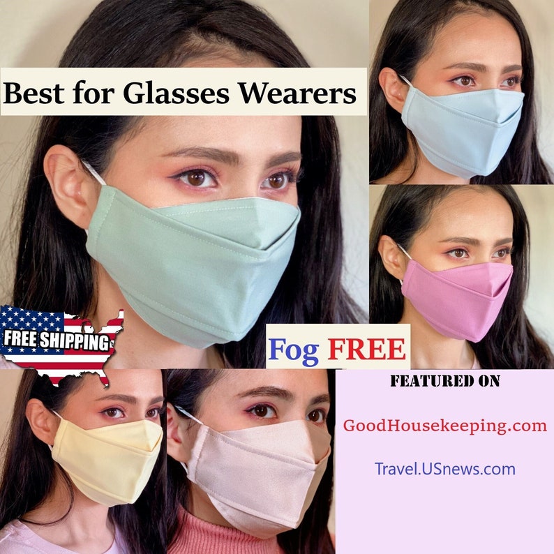 Best face mask for Glasses wearers Anti fog USA handmade easy breathing Japanese cotton 3D professional reusable washable cool for men women image 1