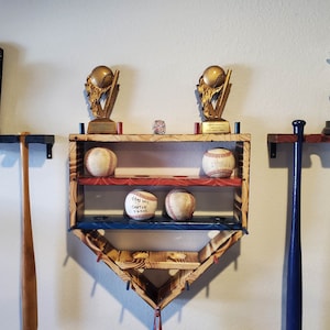 USA Hand Made Baseball Trophy Case With Bat Rack 