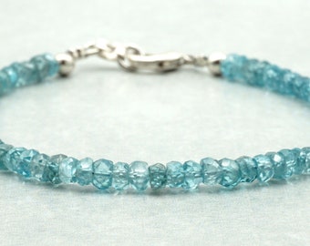 Blue Zircon Bracelet 14k /& Sterling Silver Genuine Blue Stone 8\u201d Link Bracelet 1930s