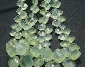 Natural Prehnite Beads, Faceted Coin Shape Beads, Prehnite Gemstone Beads, Jewelry Making Beads, Green Prehnite Fancy Shape Beads