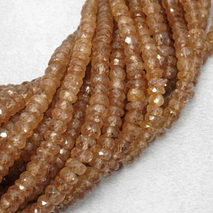 AAA++ Natural Champagne Zircon Beads, Zircon Faceted Beads, Zircon Rondelle Shape Beads, Zircon Gemstone Beads, Jewelry Making, 16 inches