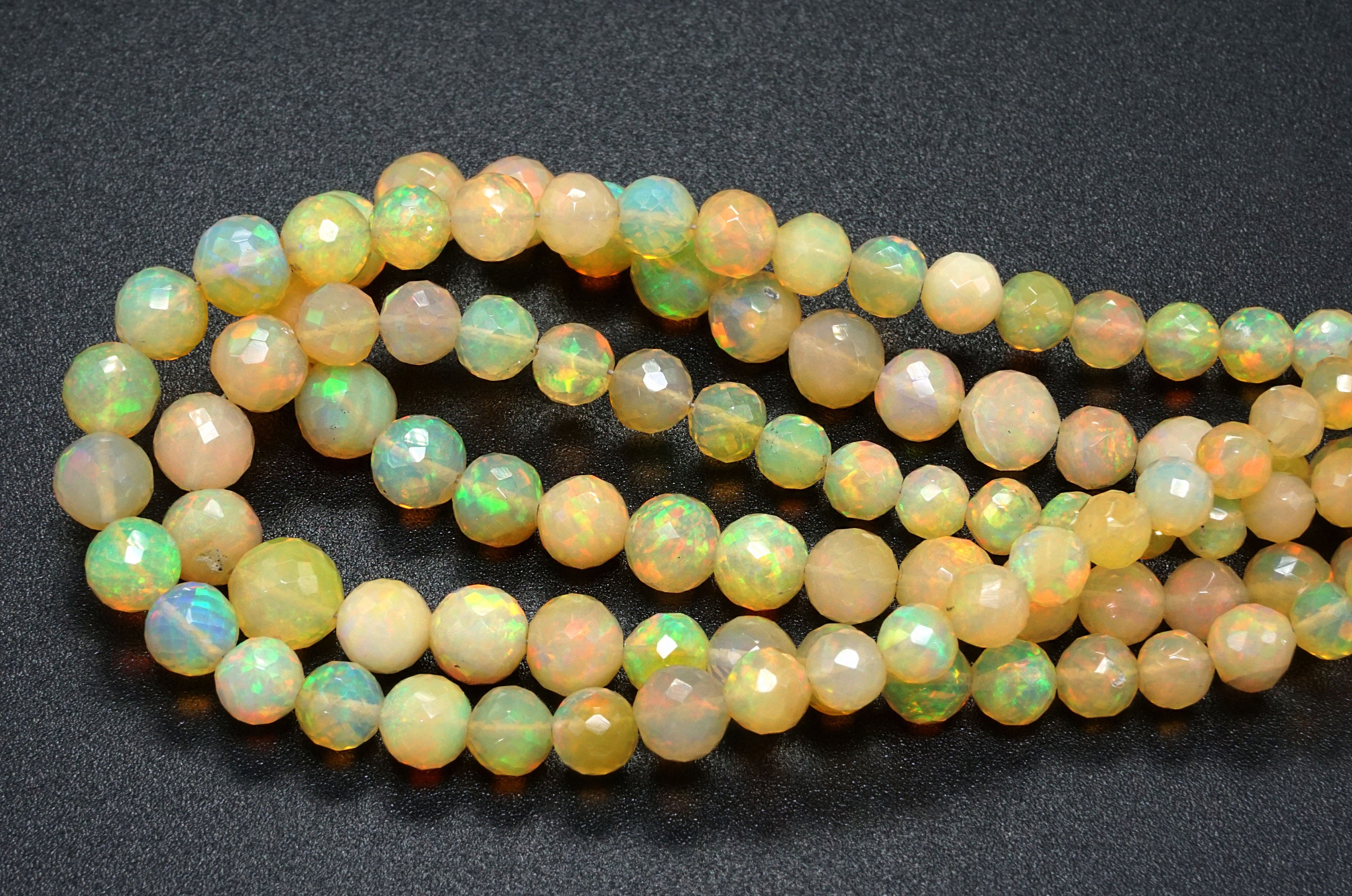 Natural Opal Beads Firing Opal Faceted Round Beads Ethiopian - Etsy UK