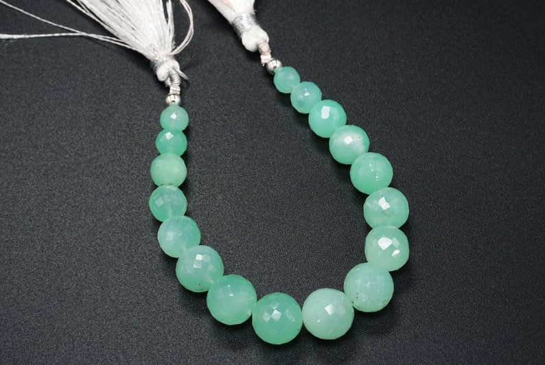6-10.5 mm Total 1 Strand of 5.5 Inches Natural Chrysoprase Faceted Round Beads Chrysoprase Beads Round Gemstone Beads